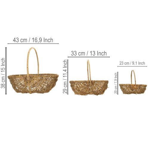 Zemiakový košík 43/33/23 cm s alobalom, prírodný, sada 3 kusov. | Floristik24.sk