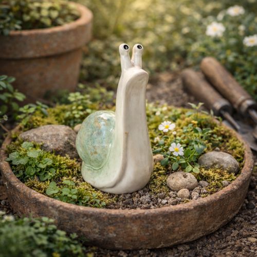 položky Keramická dekoratívna figúrka slimáka pre štýlové bývanie a očarujúce stolové dekorácie, 16 cm