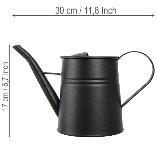 Štýlová malá dekoratívna krhlica, čierny kov, 30x13x17cm, 1,7l, kvetináč, dekorácia do bytu/balkónu | Floristik24.sk