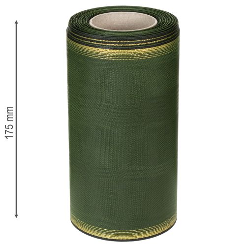 položky Elegantná moaré stuha na veniec, 175 mm, tmavozelená s perleťovým okrajom a taftovou väzbou na slávnostné príležitosti