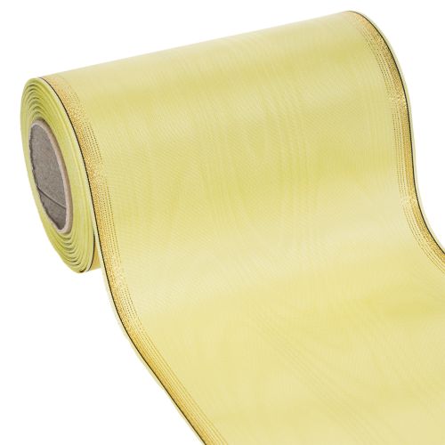 Floristik24 Moaré stuha na veniec, svetlozelená so zlatým okrajom, 175 mm x 25 m, vysoko kvalitná dekorácia pre floristiku