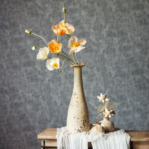 položky Umelý kvet maku na svadobnú dekoráciu a dizajn, 95 cm, 3 kusy