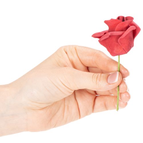 položky Umelý kvet červenej ruže so stonkou, 5 cm, 100 kusov