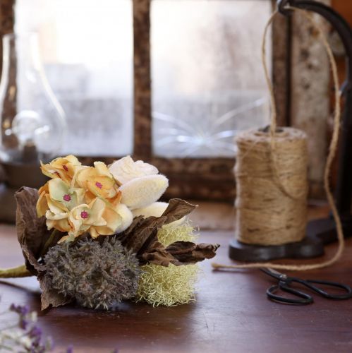 položky Kytica umelých kvetov, ruža, hortenzia, suchý vzhľad, vintage dekorácia, 38 cm