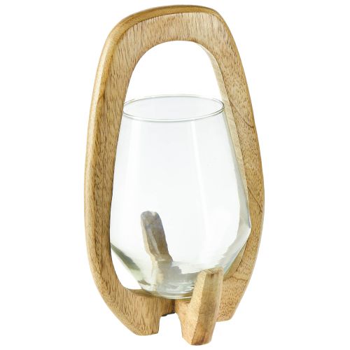 položky Lampáš drevený sklenený lampáš dekoratívny mangovníkové drevo prírodné Ø14cm V26cm