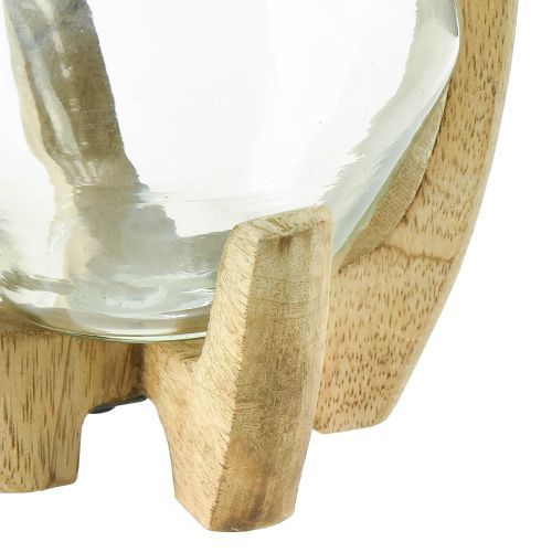 položky Lampáš drevený sklenený lampáš dekoratívny mangovníkové drevo prírodné Ø14cm V26cm