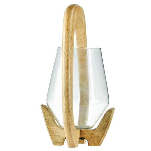 položky Lampáš drevený sklenený lampáš dekoratívny mangovníkové drevo prírodné Ø14cm V26cm