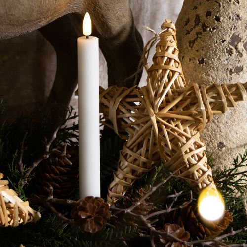 položky LED sviečky Biele kužeľovité sviečky Voskové teplé biele 24,5 cm 2 ks