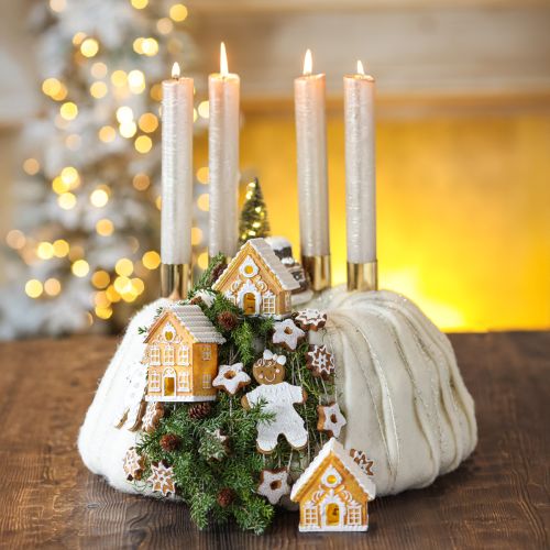 Floristik24 Svetelný domček LED perníková chalúpka hnedá biela V8/10cm 4ks