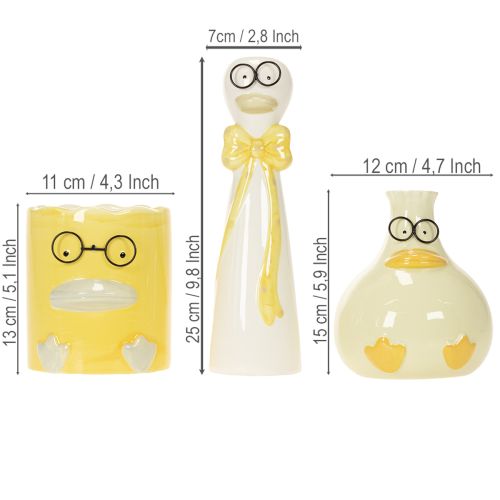 Keramické kačky s okuliarmi – 3 kusy, 25 cm, jarná dekorácia | Floristik24.sk