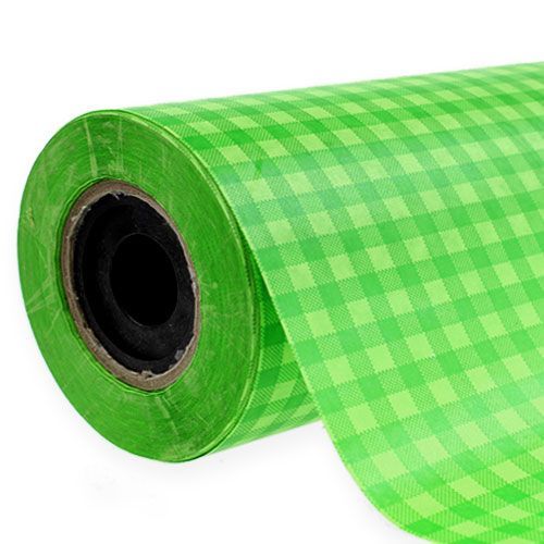 Floristik24 Manžetový papier kockovaný môže zelený 25cm 100m