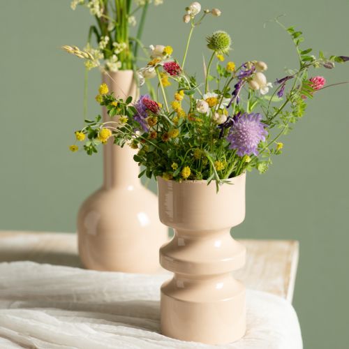 položky Kovová váza na kvety cappuccino hnedá smaltovaná Ø9cm V17,5cm