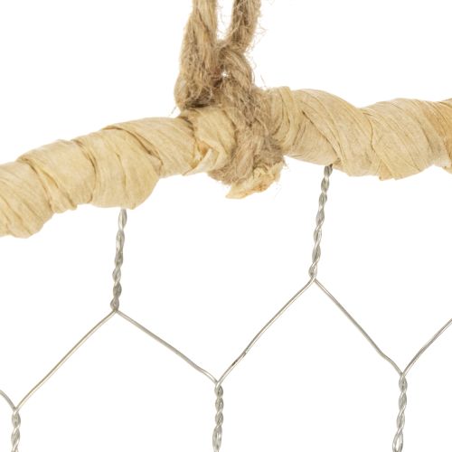 položky Boho kovový ozdobný prsteň, strieborný, Ø28cm s prírodnou rafiou, sada 4 kusov - závesná dekorácia, dekorácia na stenu