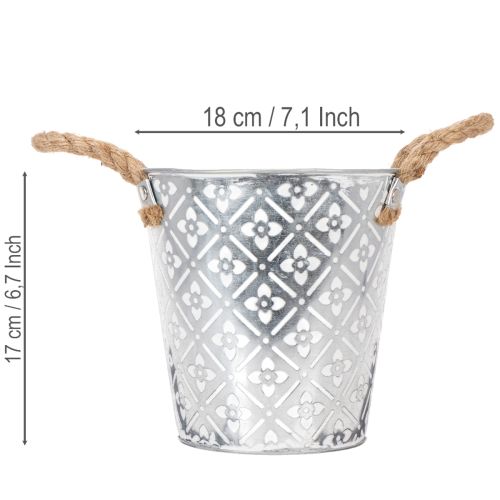 Kovový kvetináč, kvetináč s rúčkami, kvetináč s kvetinovým vzorom Ø18cm | Floristik24.sk