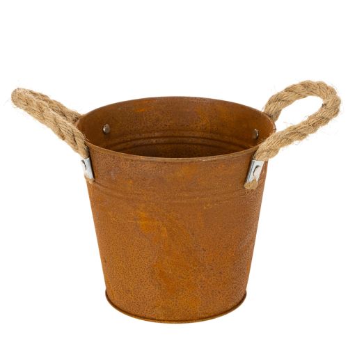 Kovový hrniec s rúčkami, bylinkár, hrdzavá dekorácia Ø16,5 cm V15 cm | Floristik24.sk