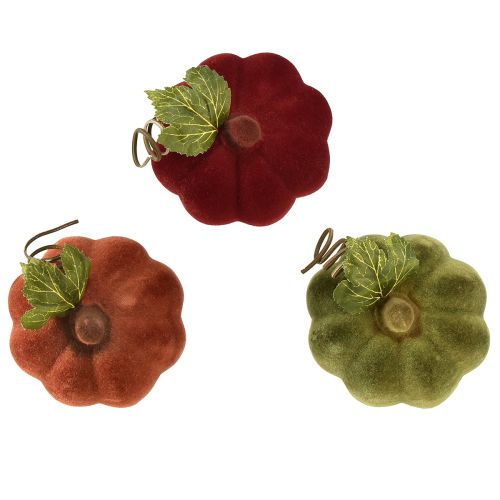 položky Mini tekvicová dekorácia flocked – výber v jesenných farbách 9,5cm 3 ks