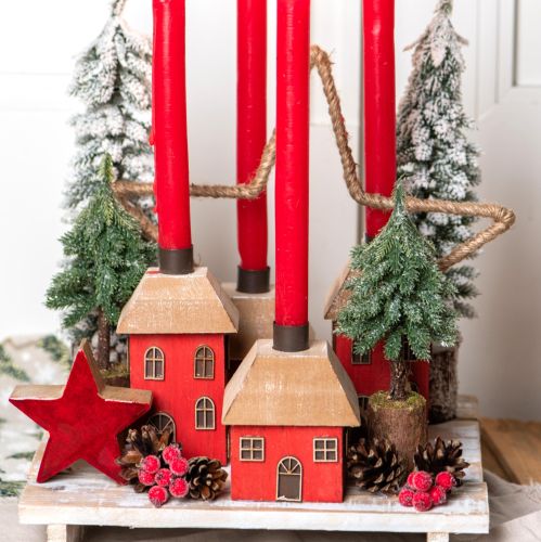 Floristik24 Mini vianočný stromček drevený podstavec zelený biely Ø8cm H18cm 3ks