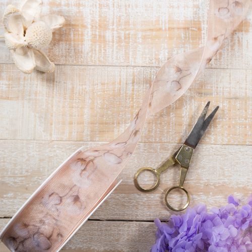 položky Organzová stuha, bavlnené kvety, ozdobná stuha, ružová, 40 mm, 15 m