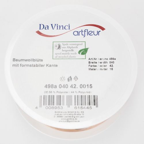 položky Organzová stuha, bavlnené kvety, ozdobná stuha, ružová, 40 mm, 15 m