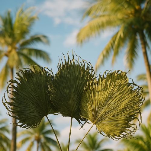 položky Dekorácia z palmových listov na exotické aranžmány a stolové dekorácie, 5 kusov