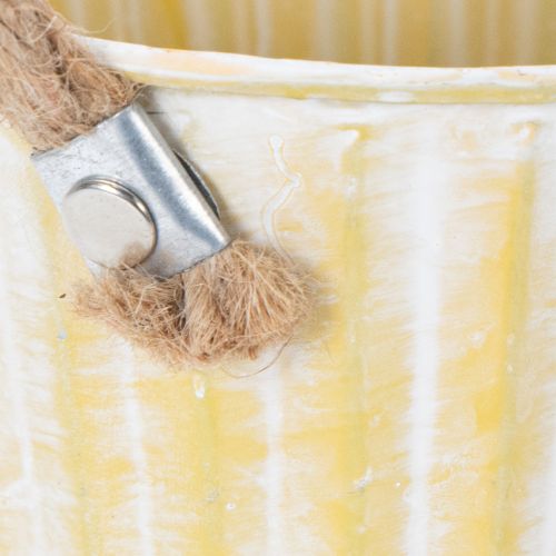 položky Vedro na kvetináč, kovový kvetináč s rúčkami, dekoratívny kvetináč, ružová/zelená/žltá, shabby chic, Ø12 cm, V10 cm, sada 3 kusov