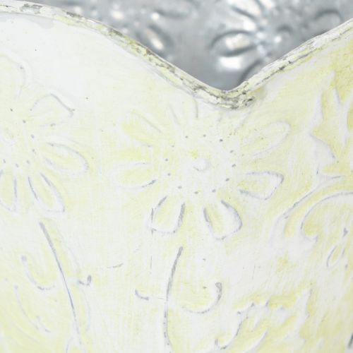 položky Kvetináč, ozdobný držiak na kávový filter, kovový pohár na sadenie, zeleno-biela kvetinová dekorácia, shabby chic, V11cm Ø11cm