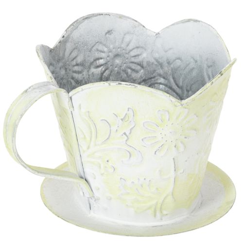 položky Kvetináč, ozdobný držiak na kávový filter, kovový pohár na sadenie, zeleno-biela kvetinová dekorácia, shabby chic, V11cm Ø11cm