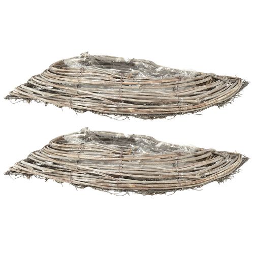 Miska na rastliny vlna ratan prírodný biely 40x14x6cm 2ks | Floristik24.sk
