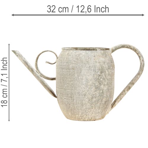 Starožitný kovový kvetináč/krhacia kanva, starožitná záhradná dekorácia, 32x10,5x18cm | Floristik24.sk