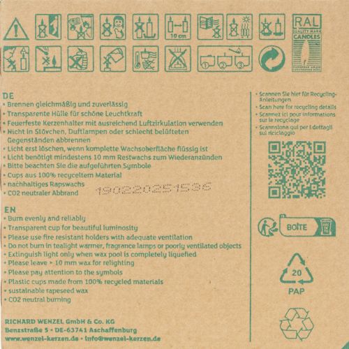 položky Čajové sviečky PURE Nature Lights z repkového vosku, prírodné, doba horenia 7 hodín, 18 kusov