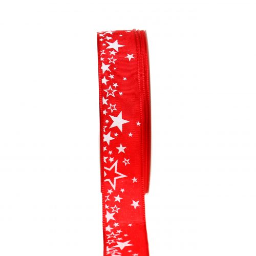 Floristik24 Vianočná stuha vzor hviezda červená 25mm 25m