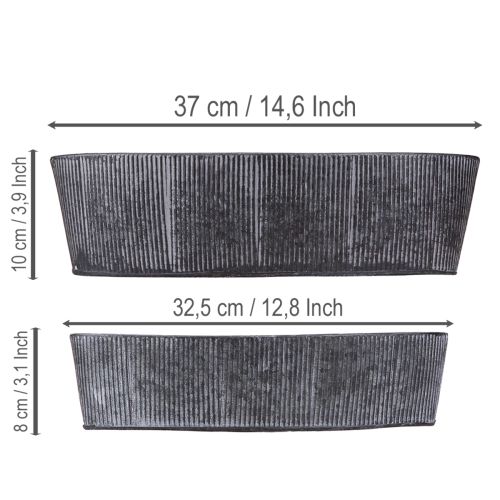 položky Oválna kovová miska, čierna a sivá, vintage štýl, 32,5/37 cm, sada 2 kusov.