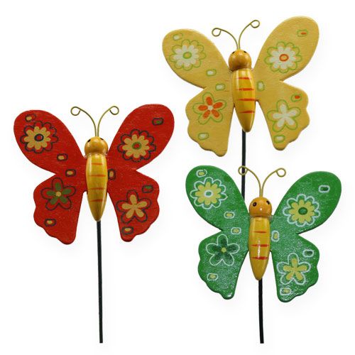 Floristik24 Farebné motýle na paličke 7cm 24ks