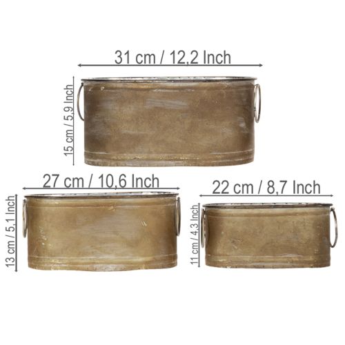 Sada kovových kvetináčov a vaní, vintage retro štýl, D22,5 cm/27 cm/31 cm | Floristik24.sk