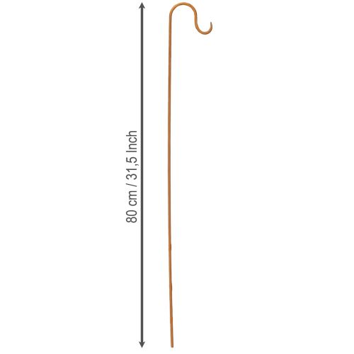 položky Tyč s háčikom, hrdzavo sfarbená dekoratívna kovová záhradná dekorácia, výška 80 cm, 3 kusy