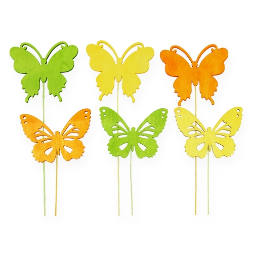 Deko motýle na drôte 3-farebné 8cm 18ks