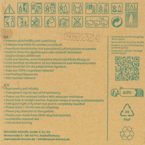 položky Čajové sviečky Pure Nature Lights, doba horenia 10 hodín, sviečky z repkového vosku, 8 kusov