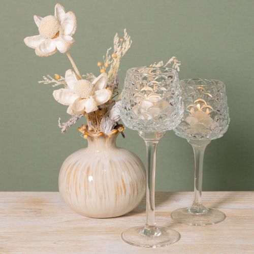 položky Svietnik na čajové sviečky zo skla s podstavcom V19,5/22,5 cm, sada 2 kusov