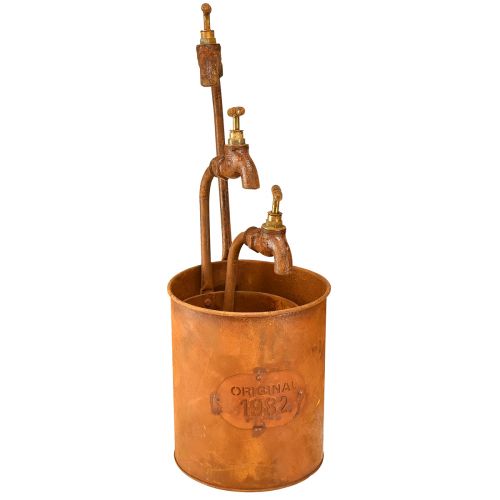 Kvetináč patina dekoračný kov s kohútikom V25/37/43cm sada 3 ks | Floristik24.sk