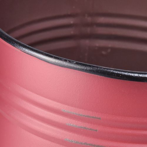 Floristik24 Kvetináč Kovová plechovka Vintage kvetináč Červenohnedý Ø12/9,5 cm Súprava 2 kusov