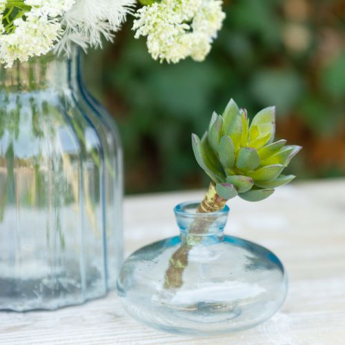 položky Vázy baňaté ploché sklenené dekoračné vázy modré Ø9cm V6cm 6 ks