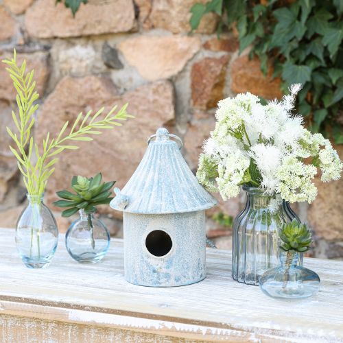 položky Vtáčia búdka na zavesenie kovová v bielomodrej farbe Ø15cm V21cm