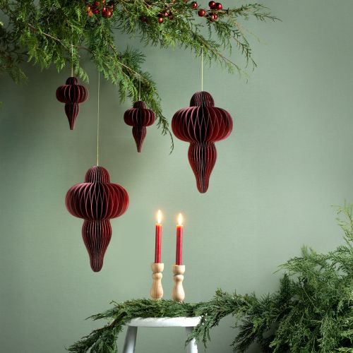 Floristik24 Vianočná papierová ozdoba Bordeaux V40cm 2 ks