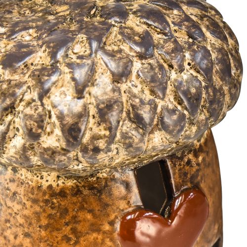 Floristik24 Lucerna žaluď hnedá, 15,4cm - Rustikálna jesenná dekorácia s motívom srdca