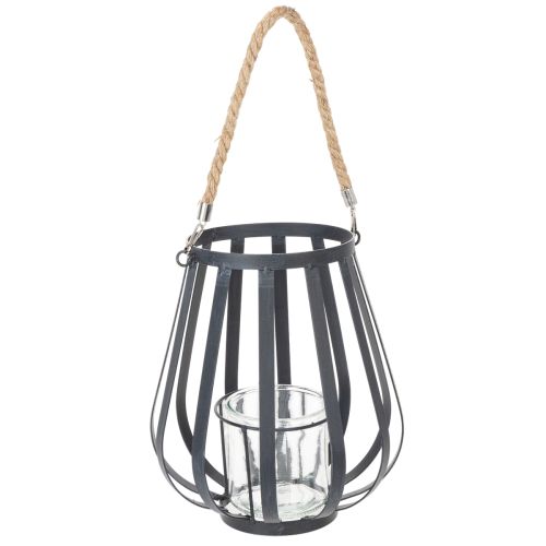 Floristik24 Kovový lampáš so sklom, antracit, Ø23cm, V27cm