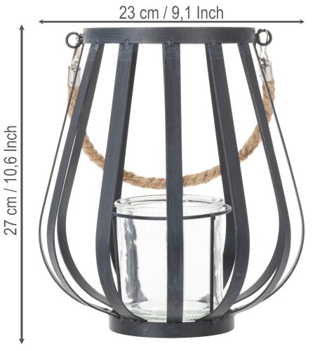 položky Kovový lampáš so sklom, antracit, Ø23cm, V27cm