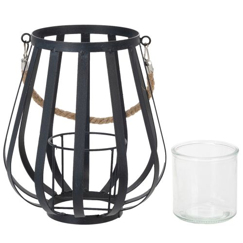 položky Kovový lampáš so sklom, antracit, Ø23cm, V27cm