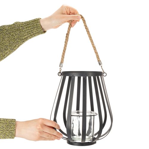 položky Kovový lampáš so sklom, antracit, Ø23cm, V27cm