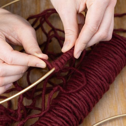 položky Knôtová niť, vlnená šnúra, bordová, 55 m šnúrka, kvetinárstvo, remeslá, DIY