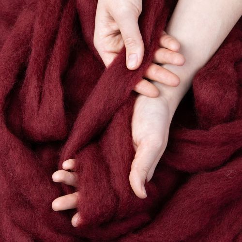 položky Vlnená šnúra, dekoračná vlna, tmavočervená, 10 m vlnená stuha na kvetinárstvo a remeslá